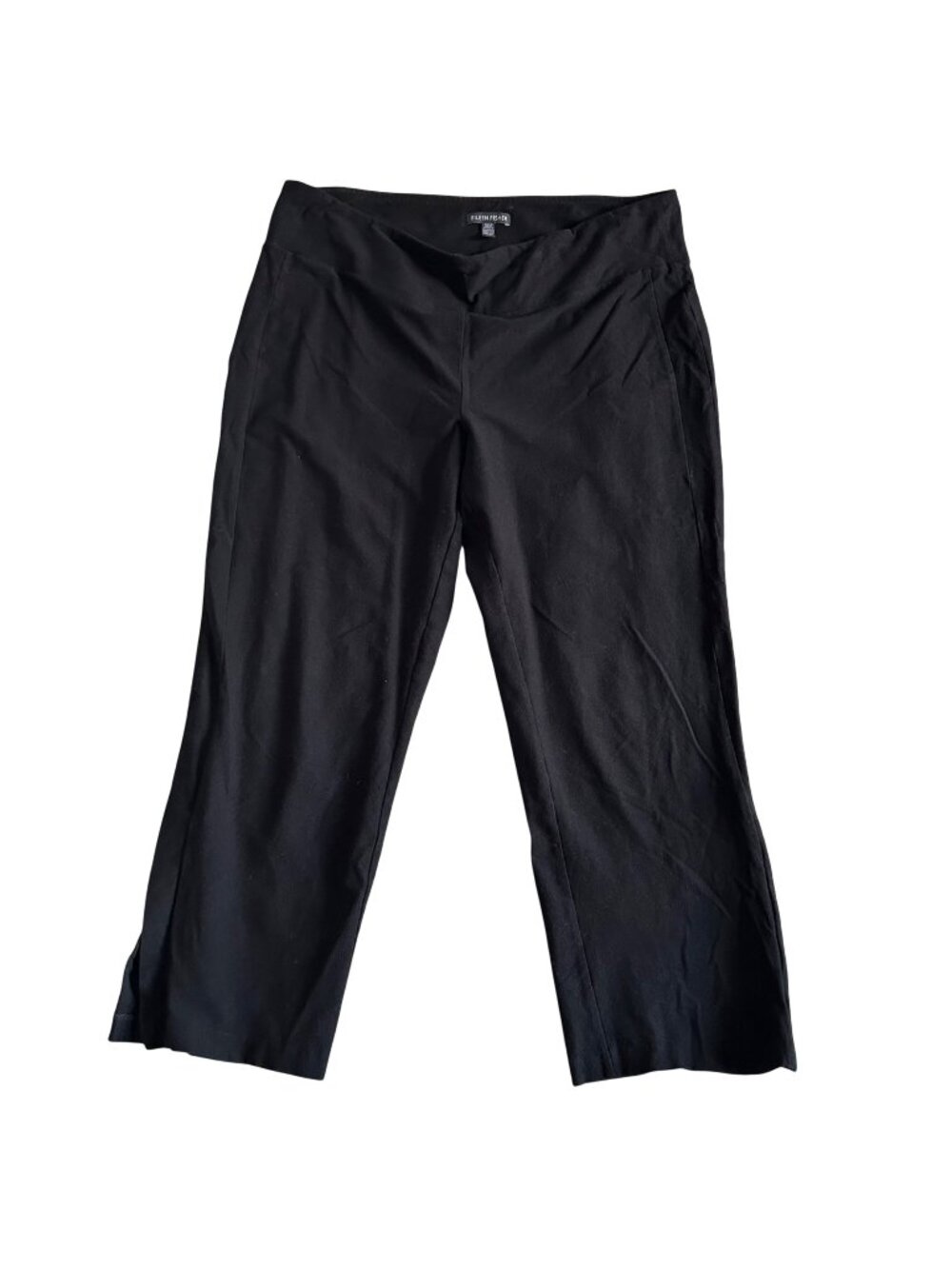 Eileen Fisher Women's Size L Black Wide-Leg Stretch Pants Viscose Blend